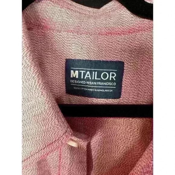 M Tailor Button Up Shirt Men's Small Red White Color Blend Button Collar XXL - Picture 2 of 6